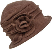 Cappelli di lana caldi per donne - cappelli di lana retro per donne - cappelli di lana caldi per donne con decorazioni floreali - cappelli eleganti di alta qualità - marrone
