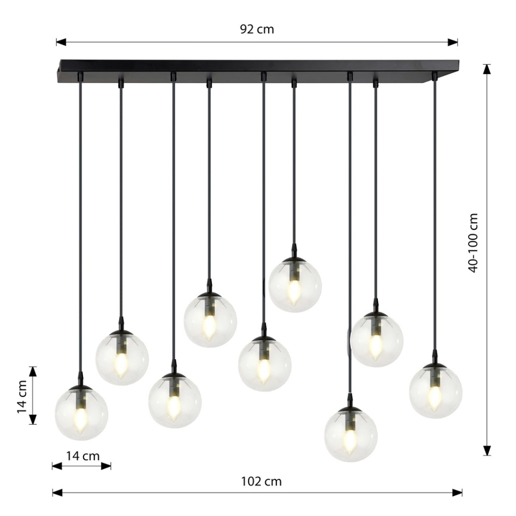 Emibig COSMO lampadario 9xE14 vetro trasparente nero