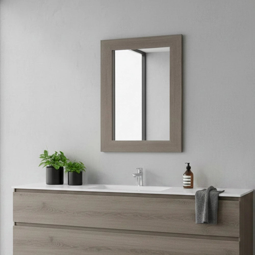 Specchiera Loto Rettangolare con Cornice Larice grigio 102x65 cm. – Eleganza Naturale per Ogni Ambiente