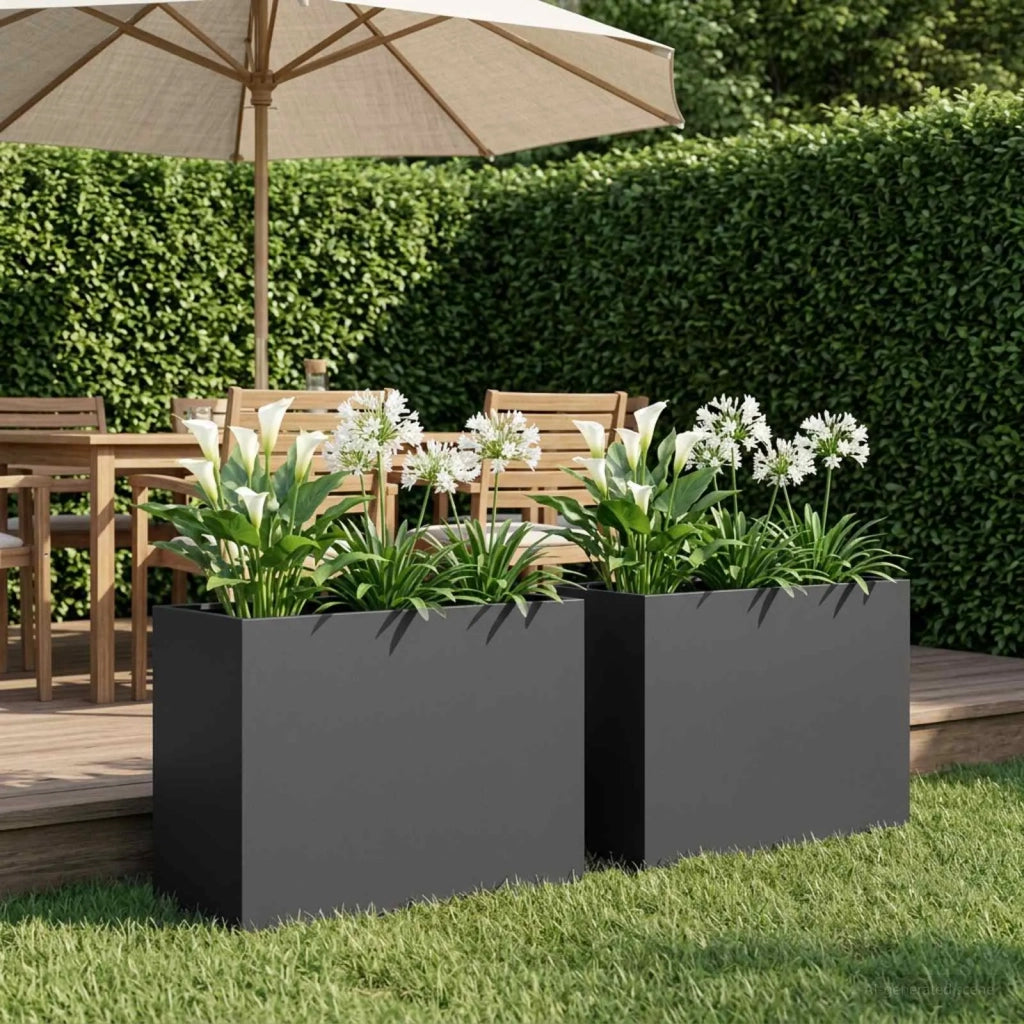 Vaso da giardino 2 pz Nero 60 x 30 x 50 cm 8005569