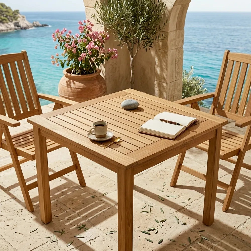 Tavolo Quadrato 80×80 cm da Giardino in Teak – Bistrot