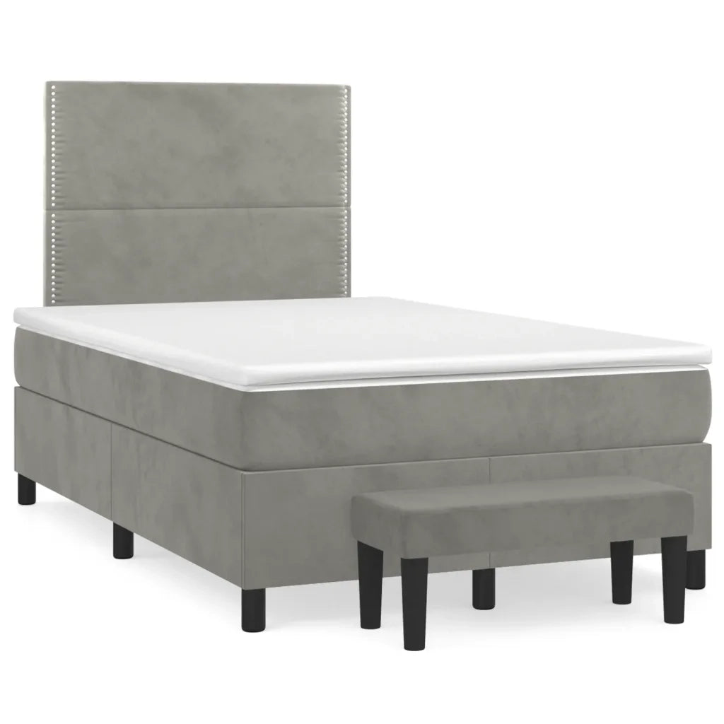 Giroletto a Molle con Materasso Grigio Chiaro 120x200cm Velluto 3137773