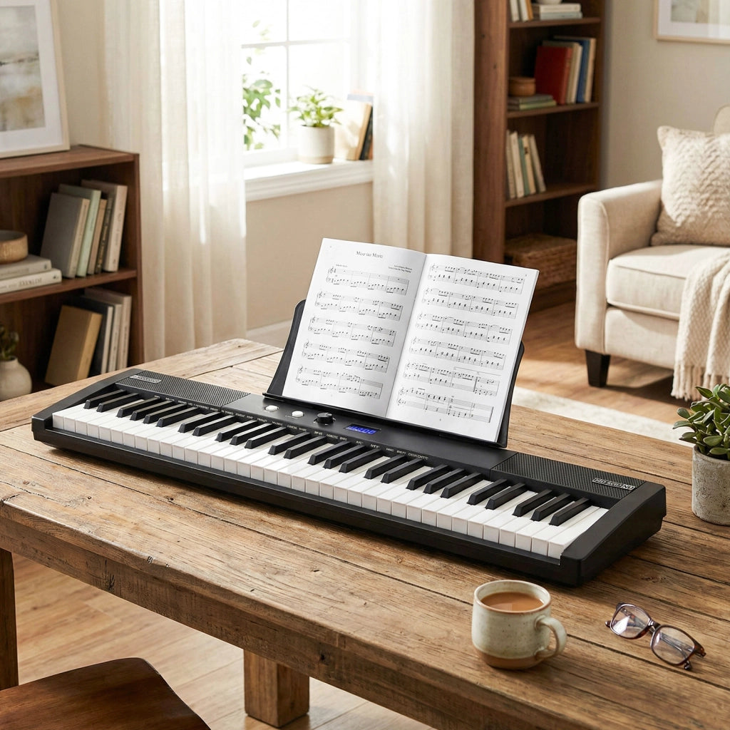 Tastiera pianoforte 61 tasti principianti supporto sgabello regolabili, Tastiera elettrica 128 ritmi 128 toni 80 demo bambini adolescenti adulti