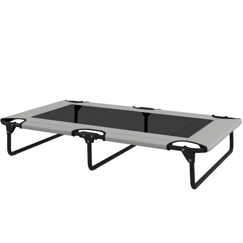 Lettino rialzato per cani in rete traspirante, pieghevole, grigio chiaro, 107 x 61 x 20 cm