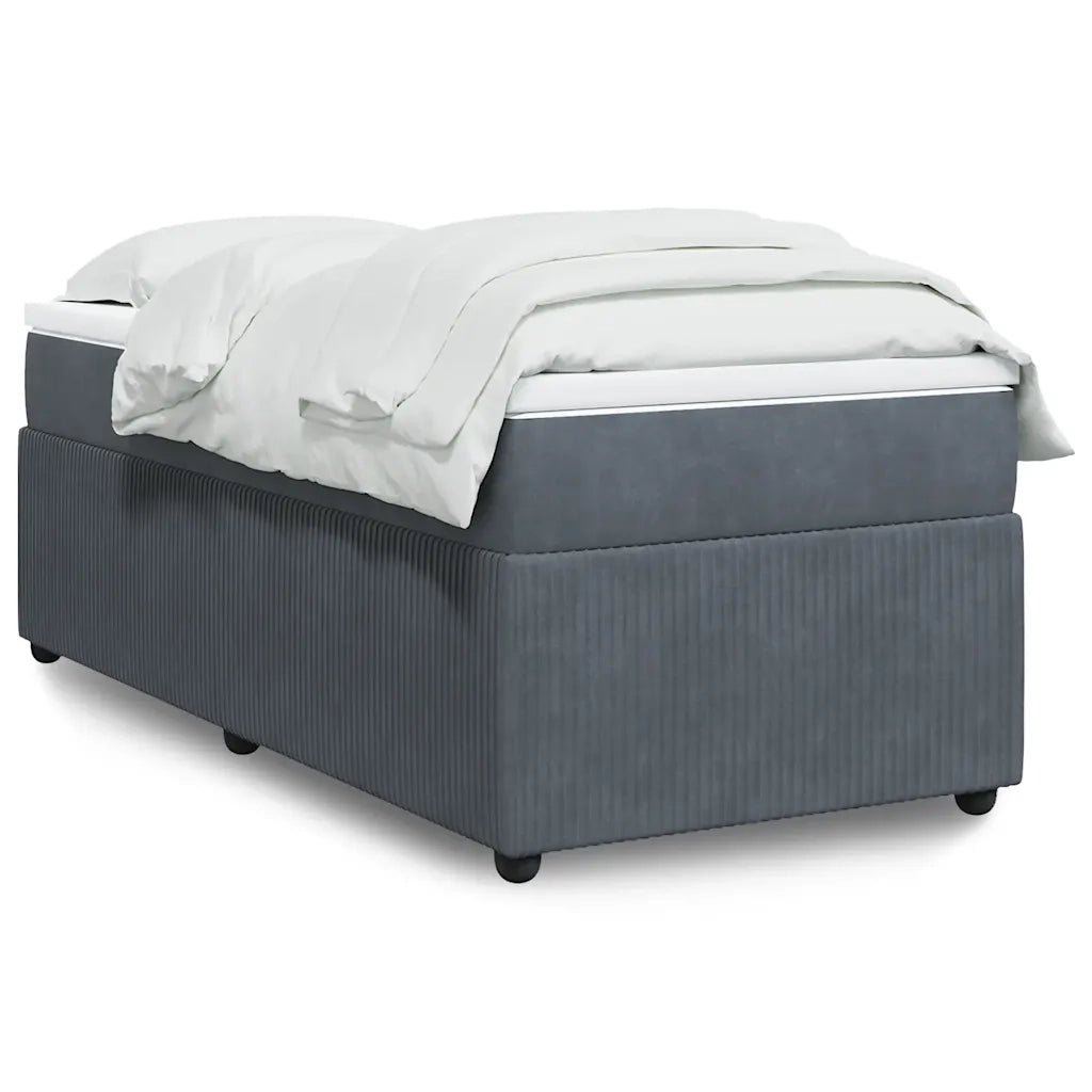 Giroletto a Molle con Materasso Grigio Scuro 80x200 cm Velluto