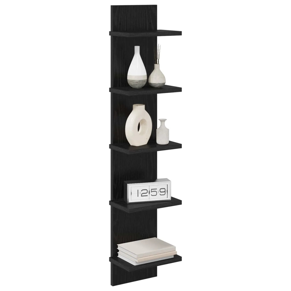 Scaffale da parete 2 pz Rovere Nero 22 x 15 x 100 cm 8012423