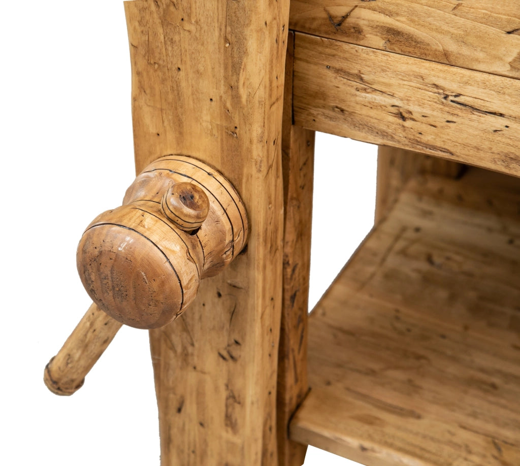 Biscottini Banco da lavoro Country in legno massello di tiglio finitura naturale Made in Italy