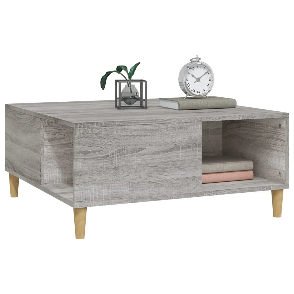 Tavolino Salotto Grigio Sonoma 80x80x36,5 cm Legno Multistrato 821098