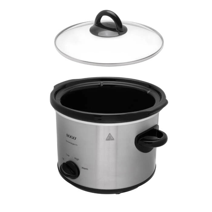 Pentola slow cooker elettrica 3L 170W con recipiente in ceramica e 3 programmi, per cottura lenta 3-4 persone - Sogo