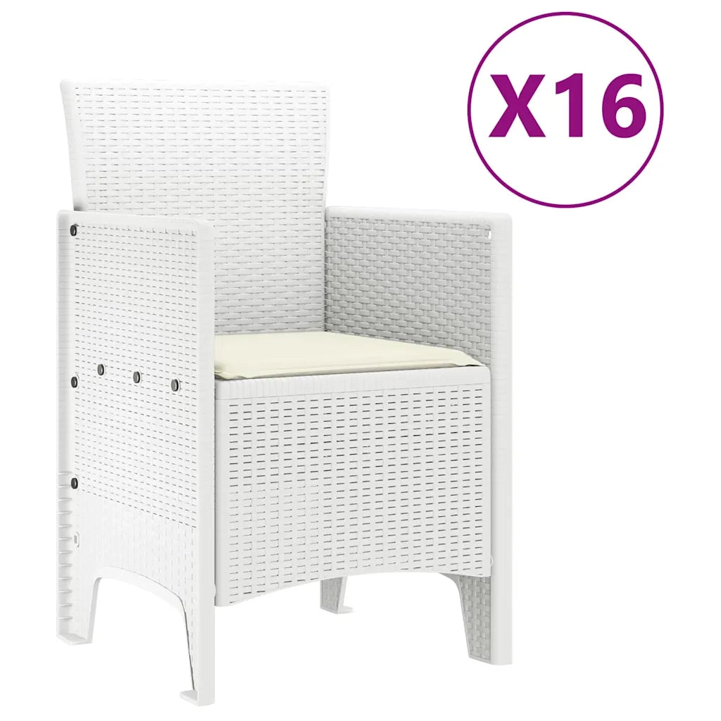Set da pranzo da giardino con cuscini 17 pcs Bianco PP 3378666
