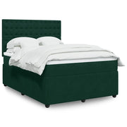 Giroletto a Molle con Materasso Verde Scuro 140x190 cm Velluto