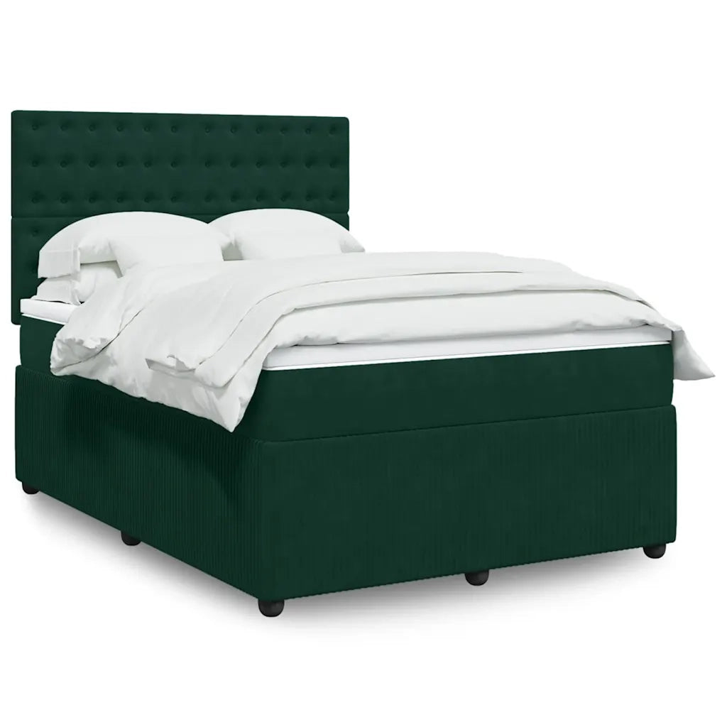 Giroletto a Molle con Materasso Verde Scuro 140x190 cm Velluto
