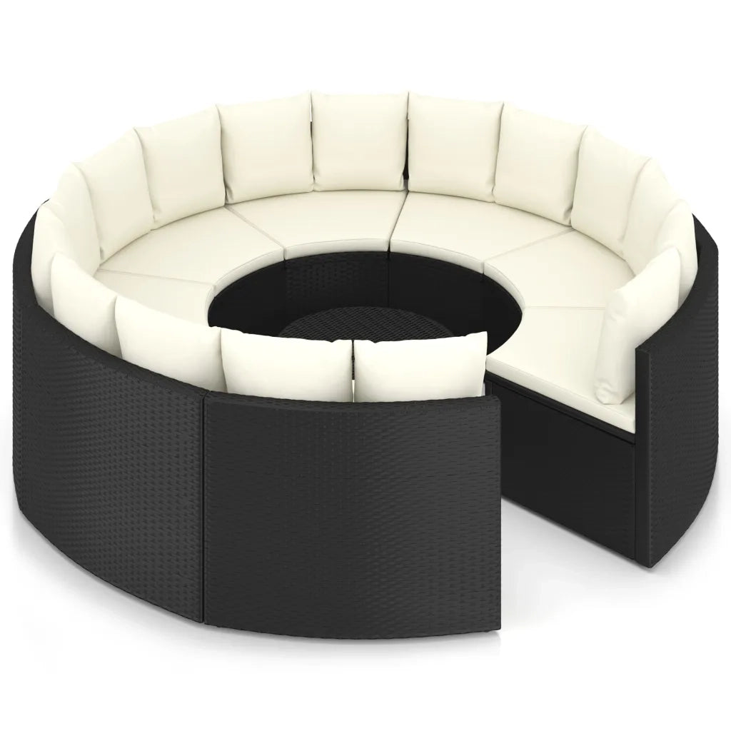 Set Divani da Giardino 9 pz con Cuscini in Polyrattan Nero cod mxl 36161