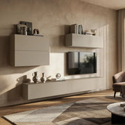 Mobile Soggiorno Gate, Parete Attrezzata Modulabile, Beige