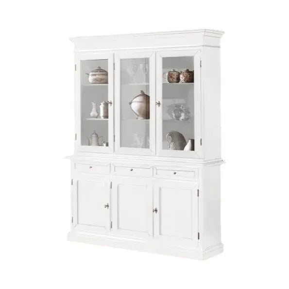 Cristalliera arte povera 3 porte in legno shabby bianco 156x42x205 (1381) - Mobili 2G