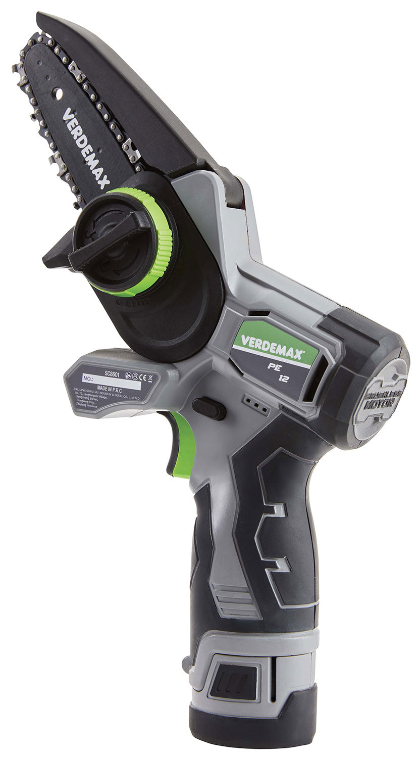 Potatore a Batteria 12 V Verdemax PE12 Lama 11,2 cm con Batteria e Ricarica Rapida