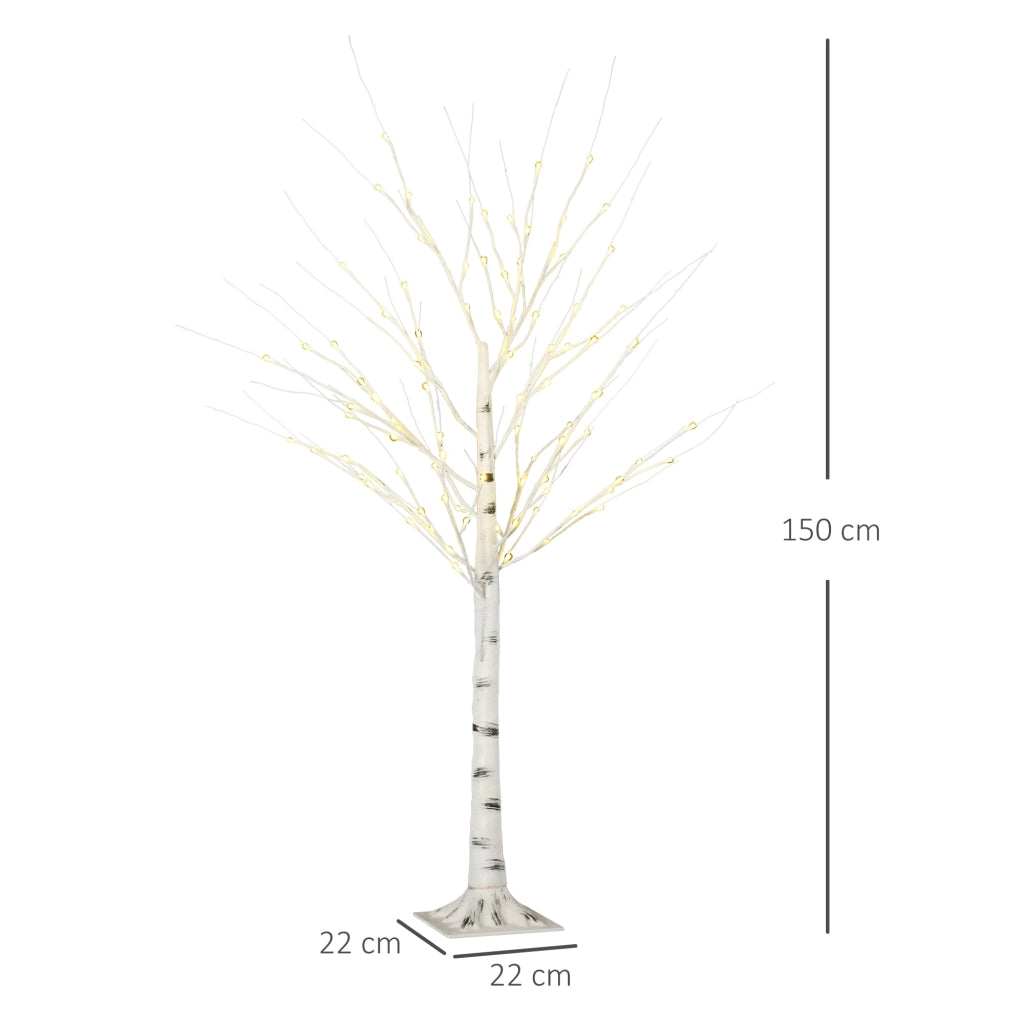 Albero di Natale Artificiale 150 cm 12 Rami con Luci LED 3000K per Interni ed Esterni al Coperto Bianco