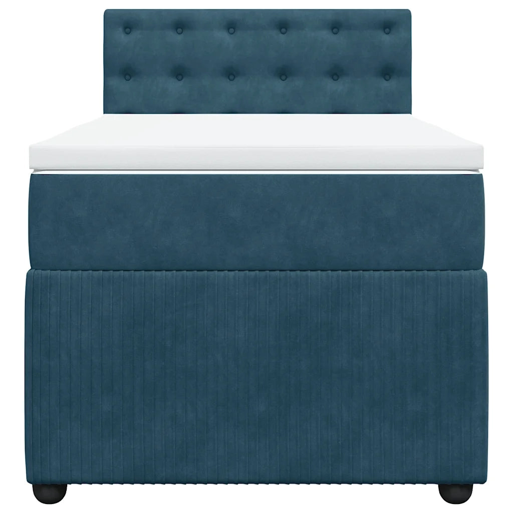 Giroletto a Molle con Materasso Blu 90x200 cm in Velluto