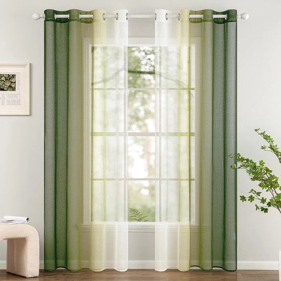 Veli 140x260cm - Tendenze Ombré con Anelli - Semi-trasparente - Leggero - Decorazione - 100% Poliester - Tende da Finestra