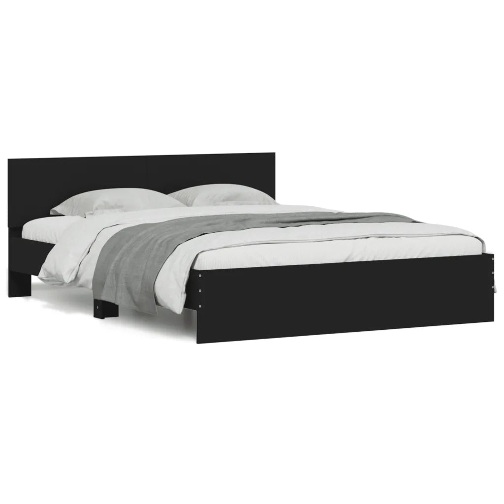 Giroletto con Testiera-Struttura Letto con testiera Nero 140x190 cm