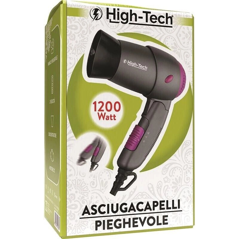 HIGH-TECH ASCIUGA CAPELLI PIEGHEVOLE 1200 W PHON DA VIAGGIO OKX