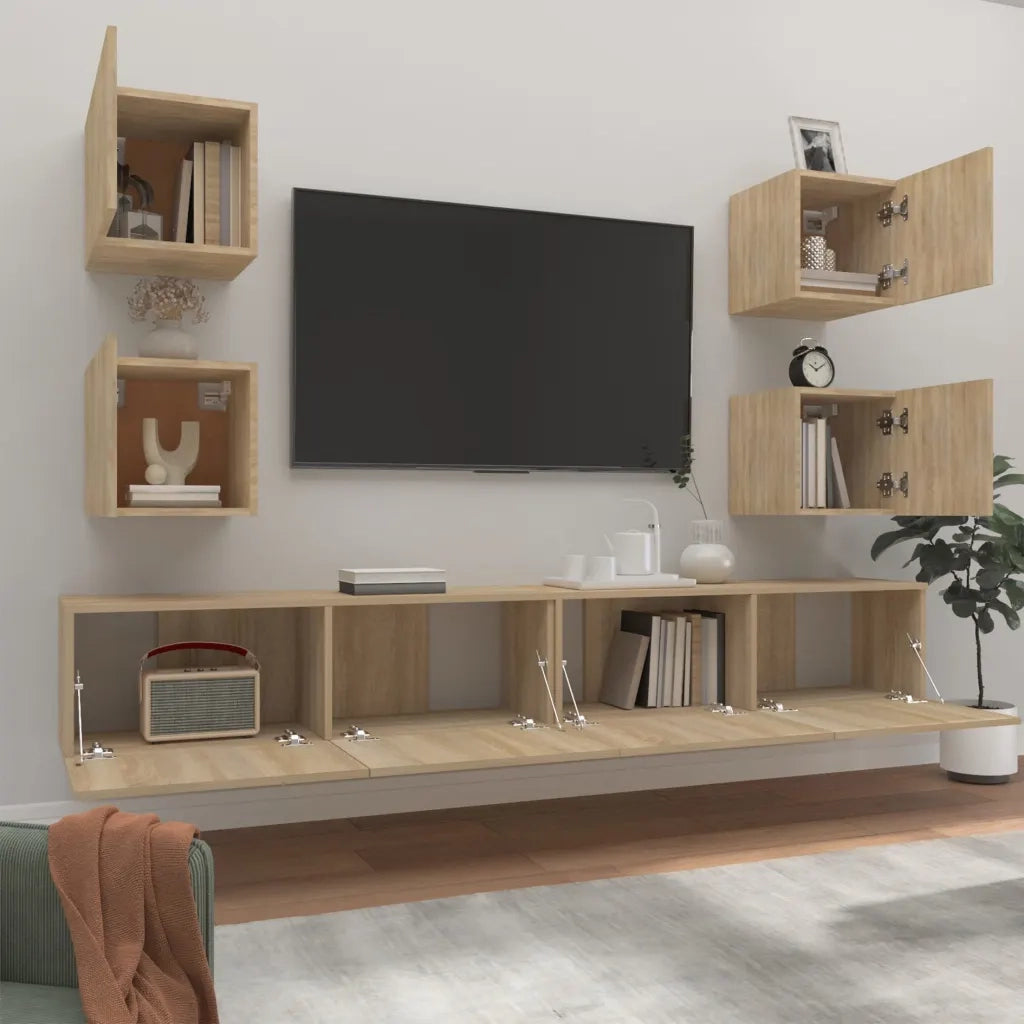 Set di Mobili Porta TV 6 pz | Armadietto TV | Mobile Porta TV Rovere Sonoma in Legno Multistrato