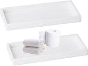 Dienblad in silicone per bagno - piatto decorativo per tavolo da trucco - bianco rettangolare - 2 pezzi