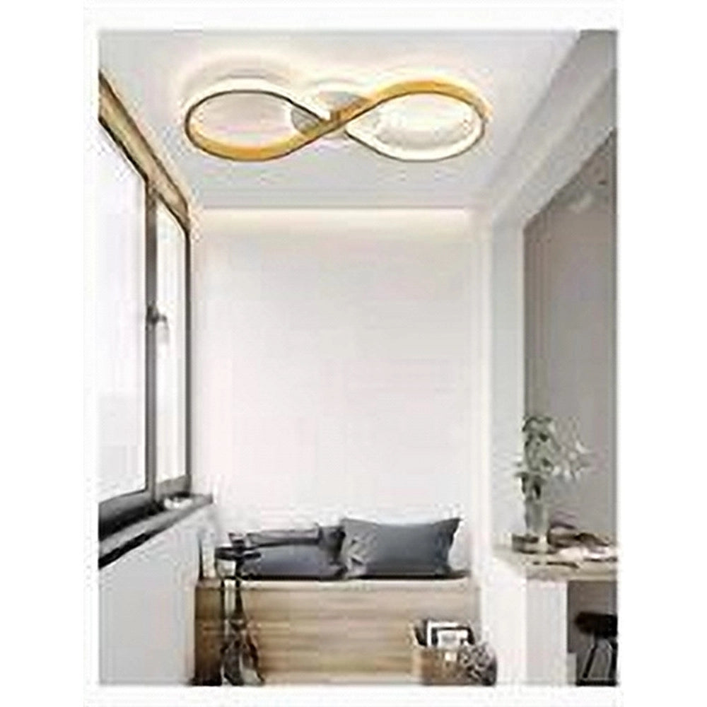 Trade Shop - Plafoniera Moderna Led 22w Intrecciato Forma Infinito Oro Luce Fredda 6500k 71323 -