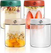 Set di contenitori per overnight oats in vetro mason con muesli e avena