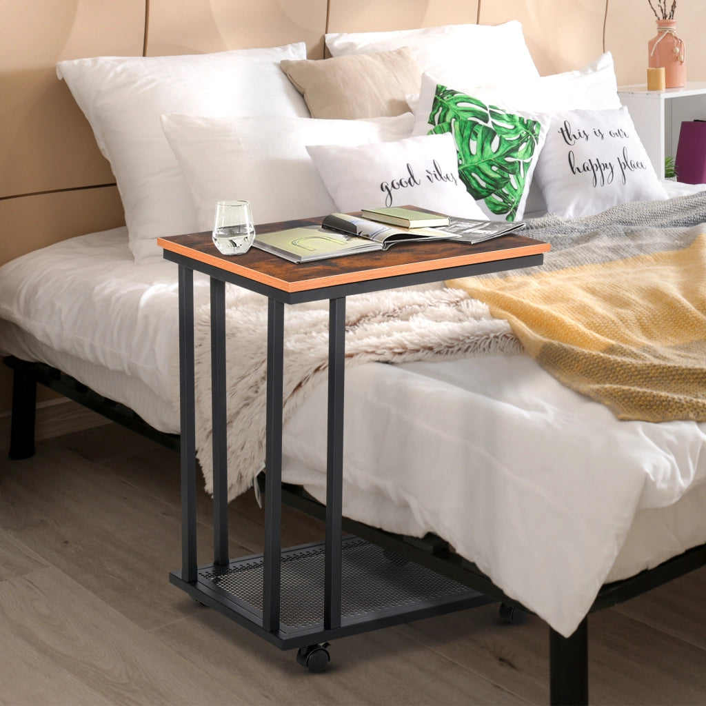 Tavolino con rotelle ¨C zephmum ¨C nero legno noce 51x36x65 cm