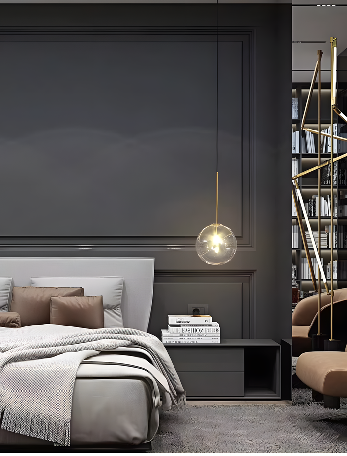 Lampada Da Soffitto A Sospensione Con Sfera Di Vetro 20cm APP1683-1CP