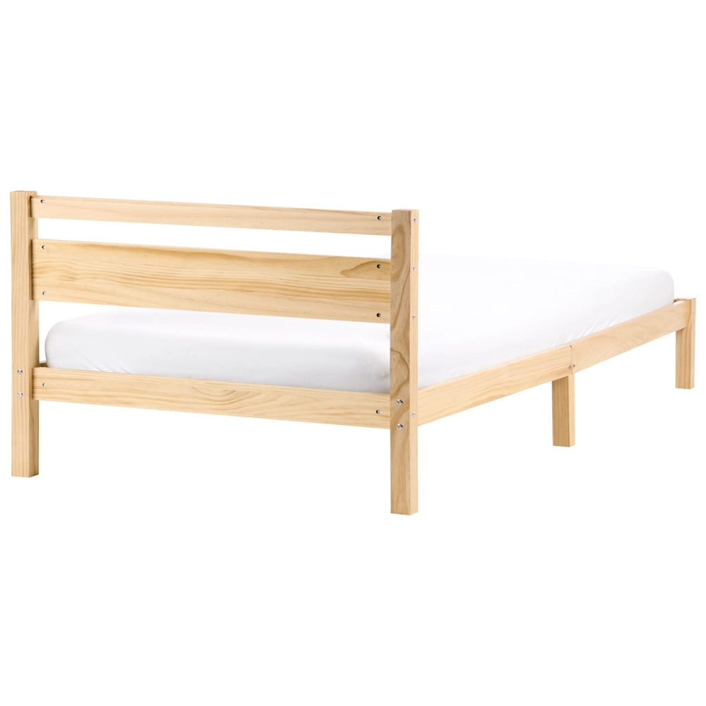 Letto singolo in legno di Pino chiaro con Rete a Doghe 120 x 200 cm Testiera a doghe minimalista