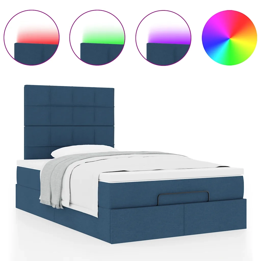 Struttura Letto Pouf con Materasso Blu 120x190 cm in Tessuto 3313995