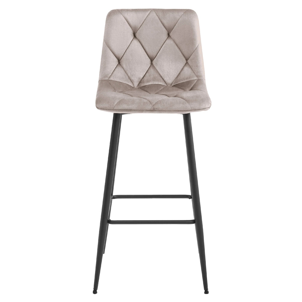 Sgabello da bar VALORA KODA - Velluto beige scuro con gambe nere