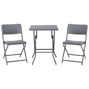 Set da bistrot con tavolo e 2 sedie Seduta e schienale in materiale sintetico Gambe in acciaio Pieghevole Resistente alle intemperie grigio