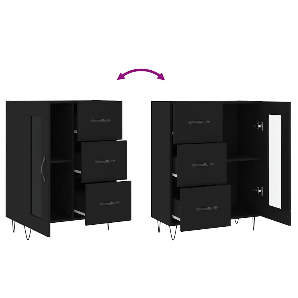 Credenza | Madia | Buffet da pranzo | Armadio da pranzo Nera 69,5x34x90 cm in Legno Multistrato