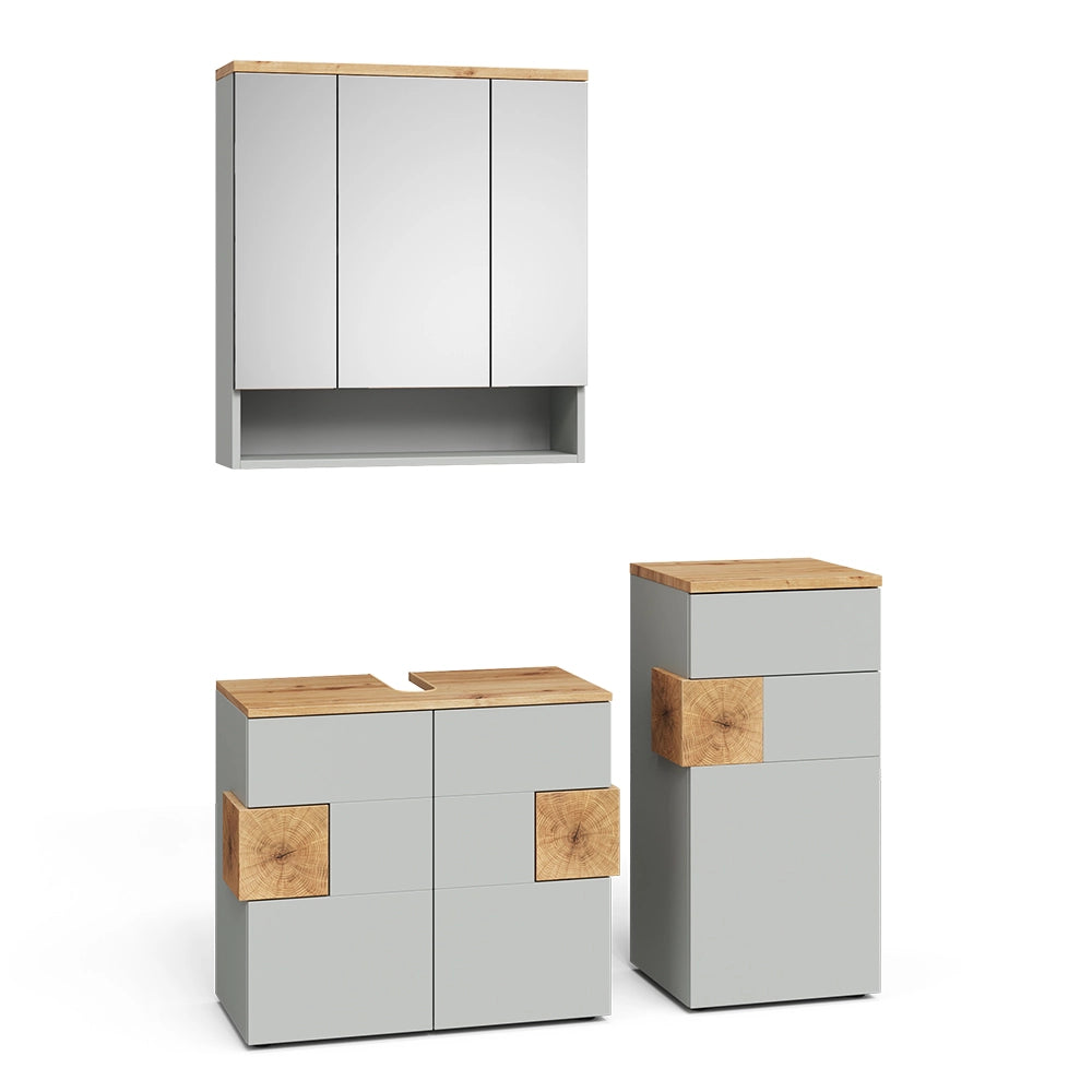 Vicco Set di mobili da bagno Grigio 3 parti