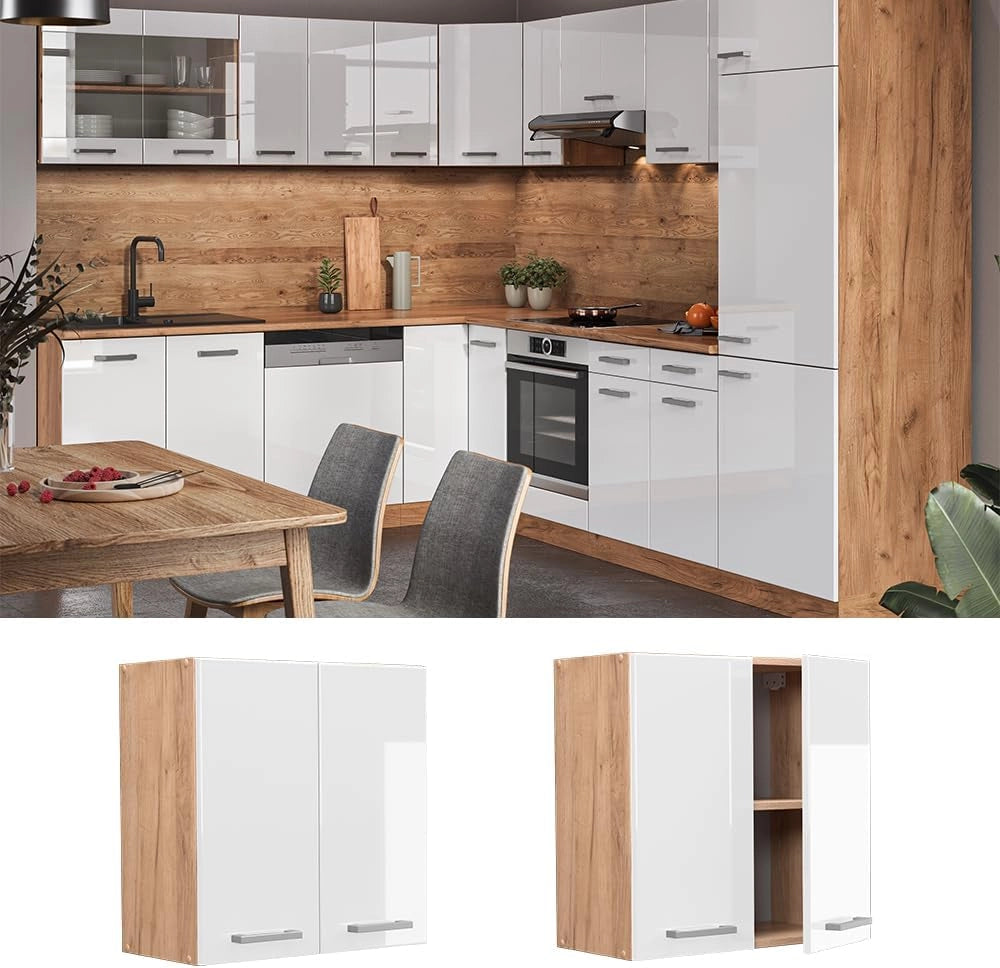 Pensile da cucina R-Line, Bianco lucido, 60 cm, per la libera combinazione all'interno di sistemi cucina modulari