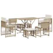 Set da Pranzo da Giardino 7 pz | Set Salotto da Giardino con Cuscini Beige in Polyrattan