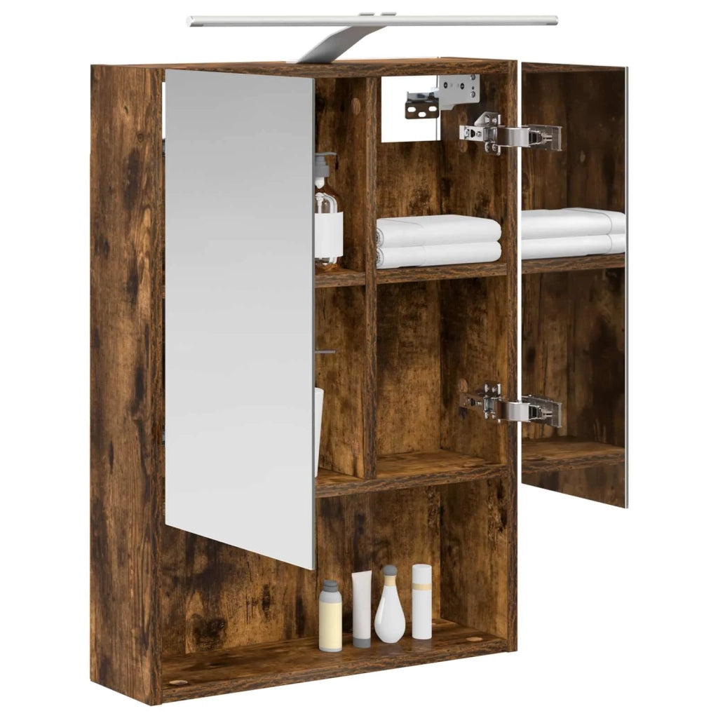 Mobiletto per specchio da bagno Rovere fumé 50 x 14,5 x 70 cm