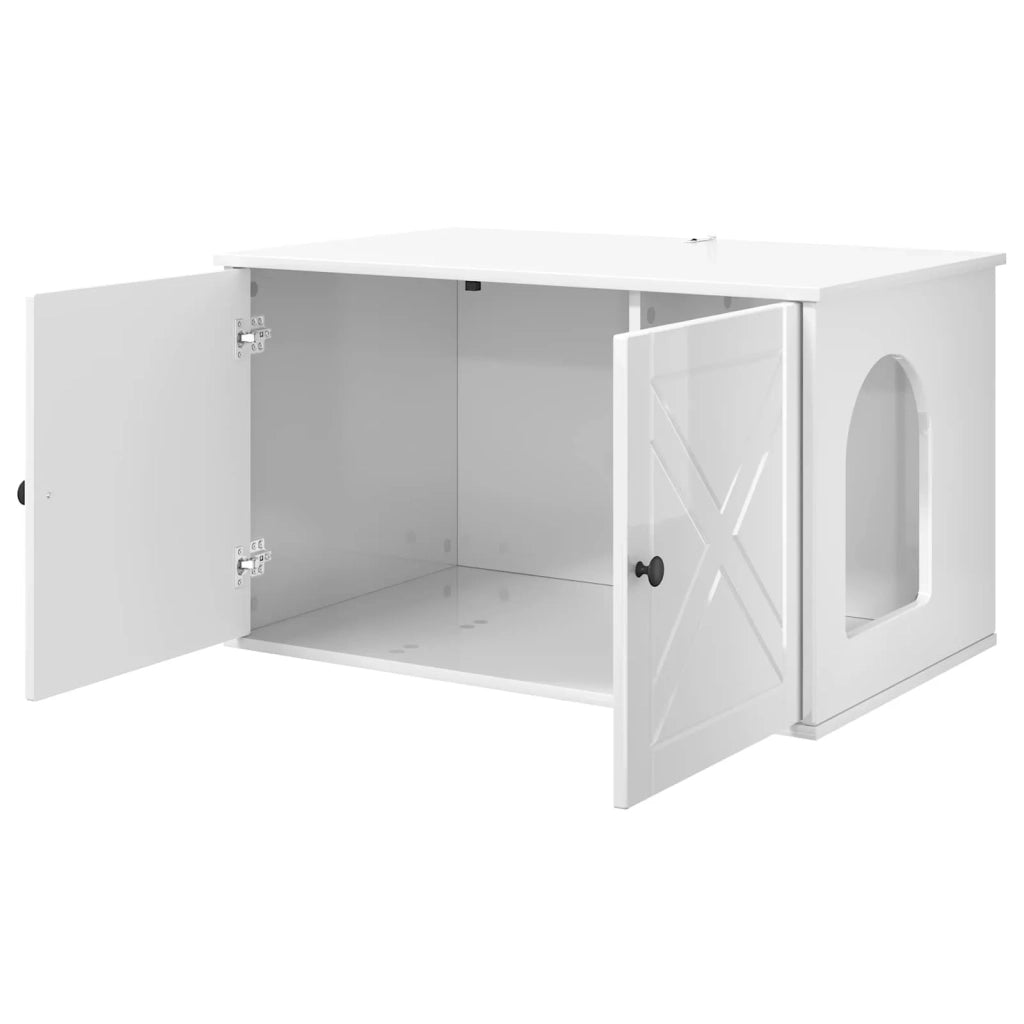 Casa per Gatti Bianco Lucido 85 x 55 x 50 cm Legno multistrato 8000729