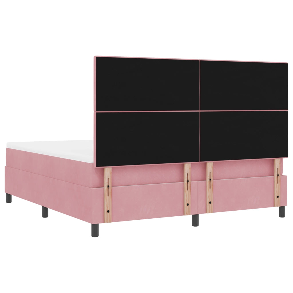 letto a molle  con materasso rosa super king in velluto