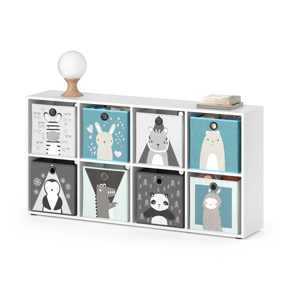 Vicco Libreria bambini Bianco 143 x 72 cm con 8 scatole pieghevoli