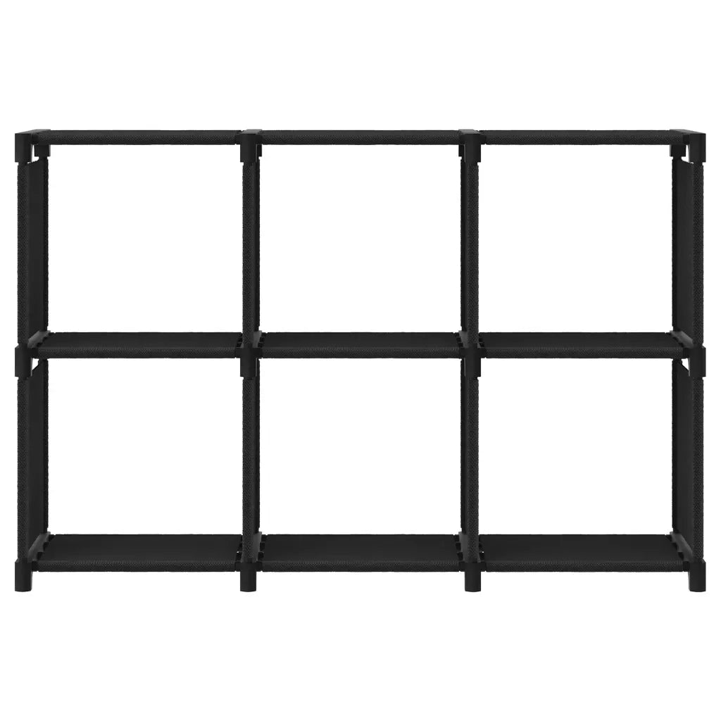 Mensola con 6 Vani a Cubo Nera 103x30x72,5 cm in Tessuto