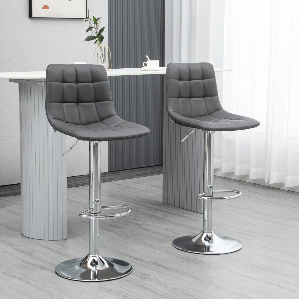EasyComfort Set 2 Sgabelli Alti Moderno da Bar Girevoli con Schienale e Poggiapiedi, Sedia con Altezza regolabile, 42x45x89-110cm, Grigio