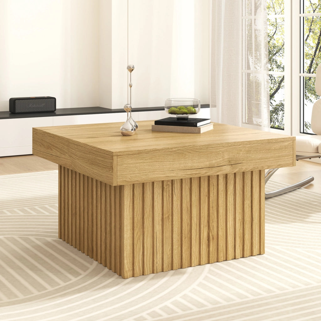 Tavolino da Caffè con Piano 79 cm; Portata 70 kg; Stile Minimalista; in MDF e Pannello Truciolare; Naturale