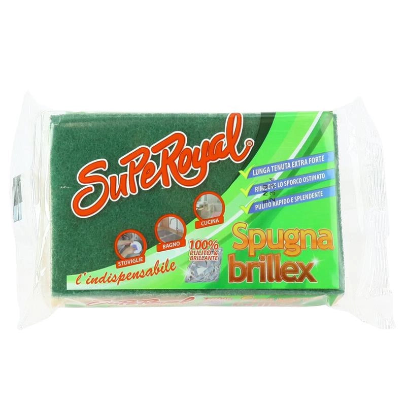 SPUGNA ABRASIVA SUPEROYAL EXTRA FORTE PER PULITO BRILLANTE USO BAGNO CUCINA E STOVIGLIE