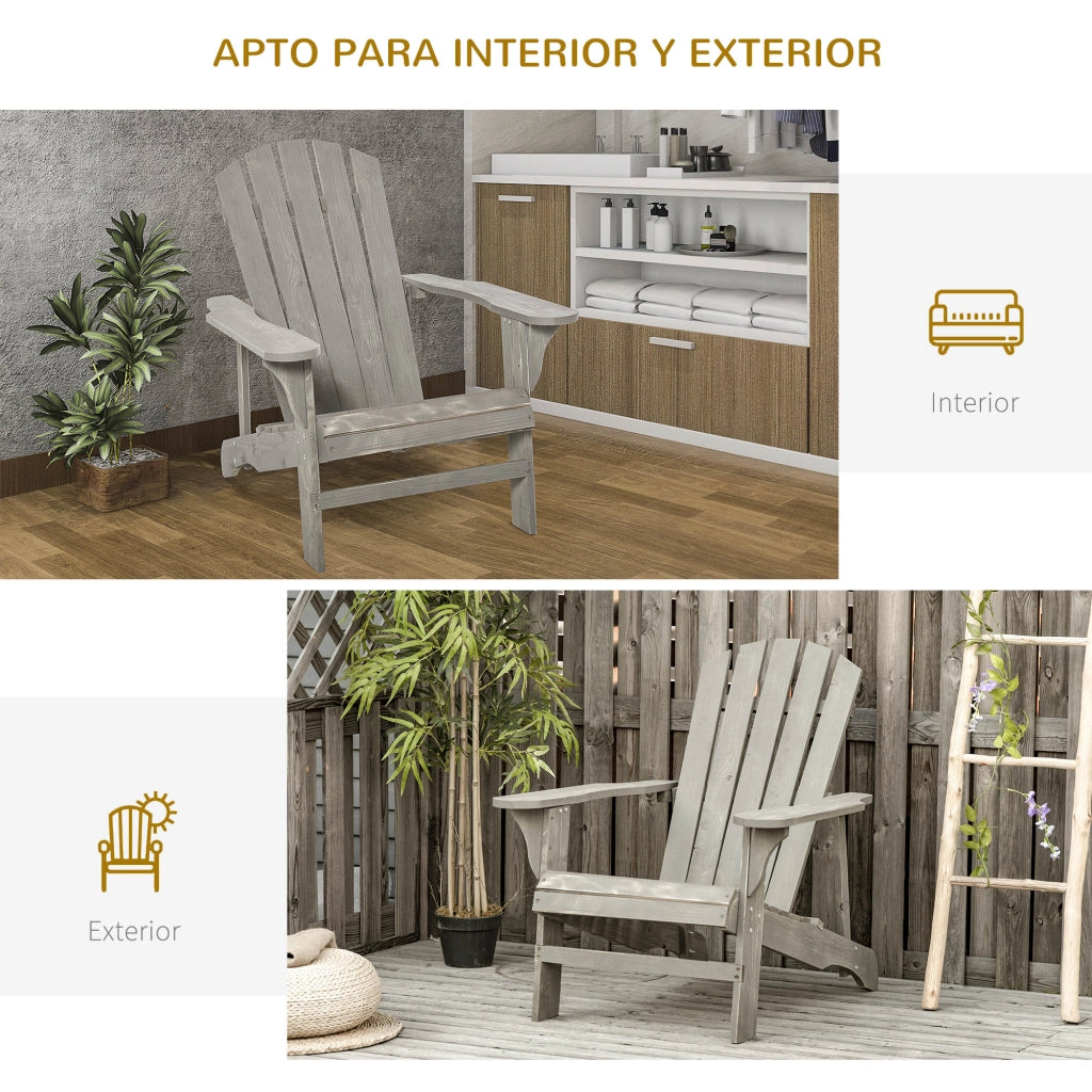 Sedia da giardino Adirondack ¨C zephmum ¨C grigio chiaro 78x89x88 cm