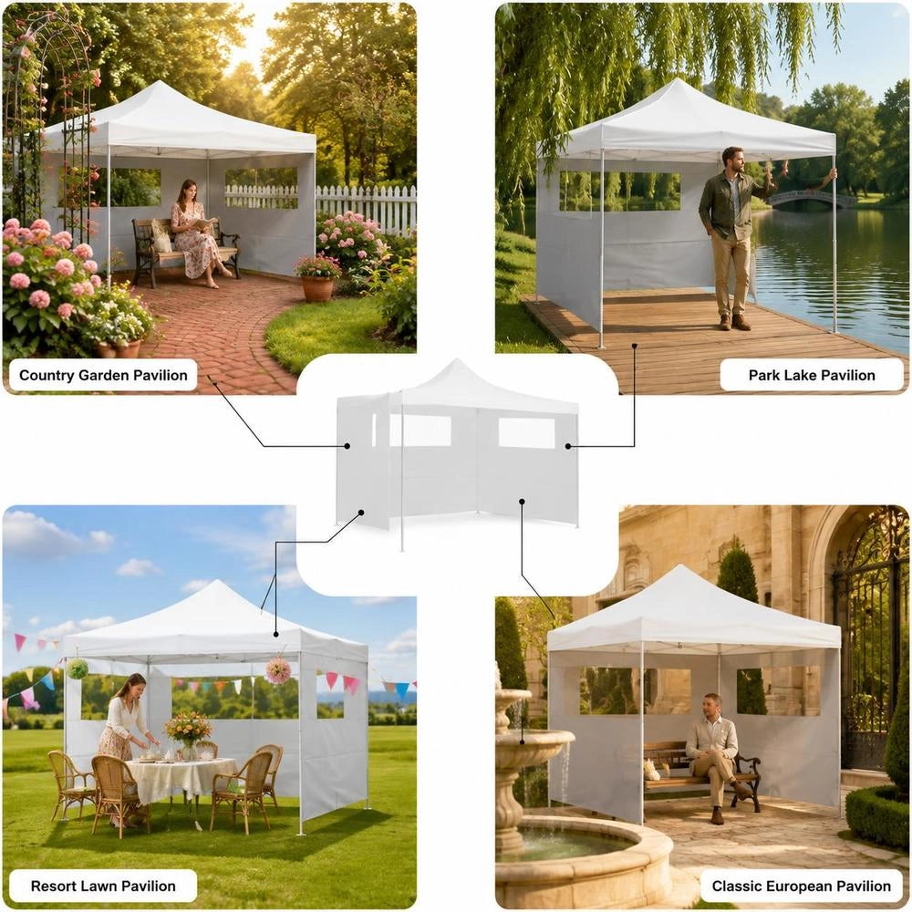 Pavilion Side Wall With Windows 6x2 M White