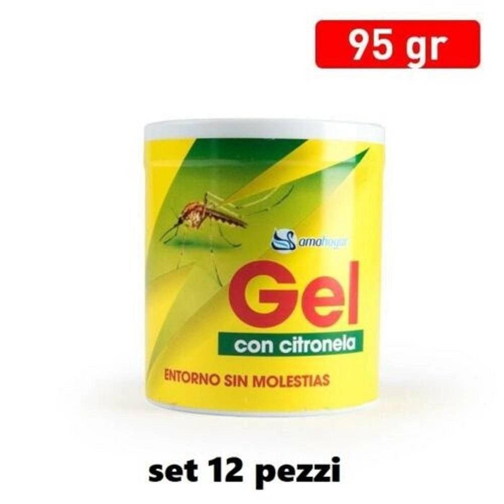 Trade Shop - Set 12 Pz Deodorante Gel Profumo Ambiente In Lattina Citronella Anti Zanzare -